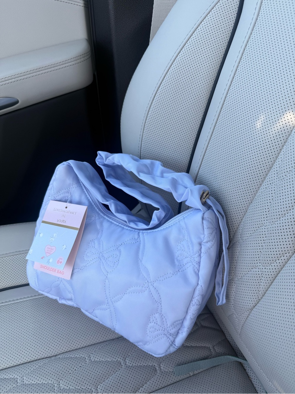 LoveShackFancy Lilac Quilted Bow Shoulder Bag